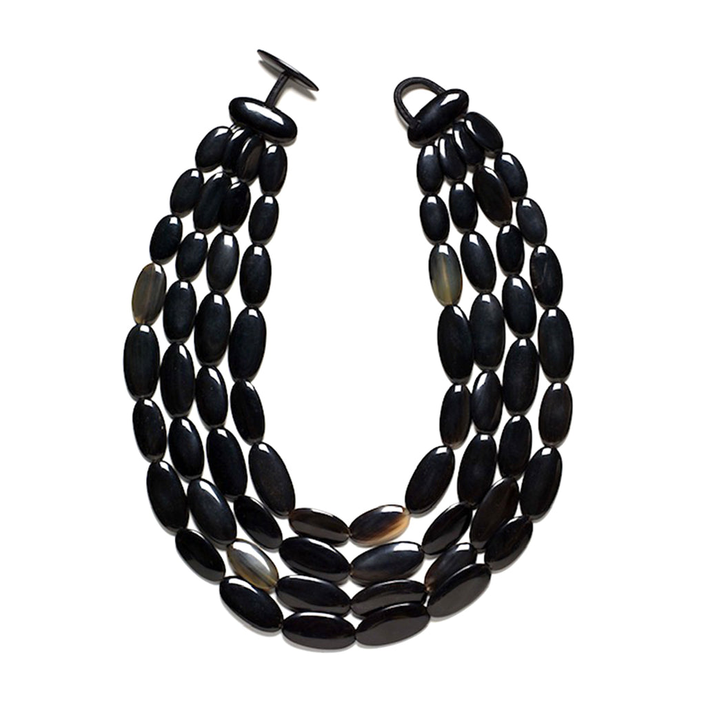 4 Strand Black Horn Necklace