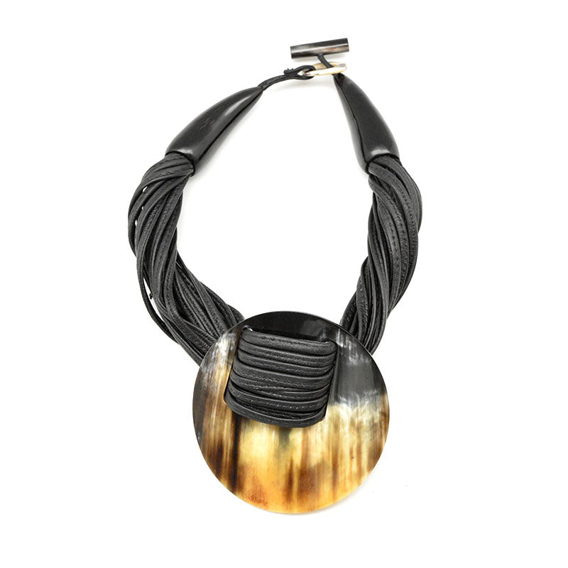 Horn and Leather Collar Necklace