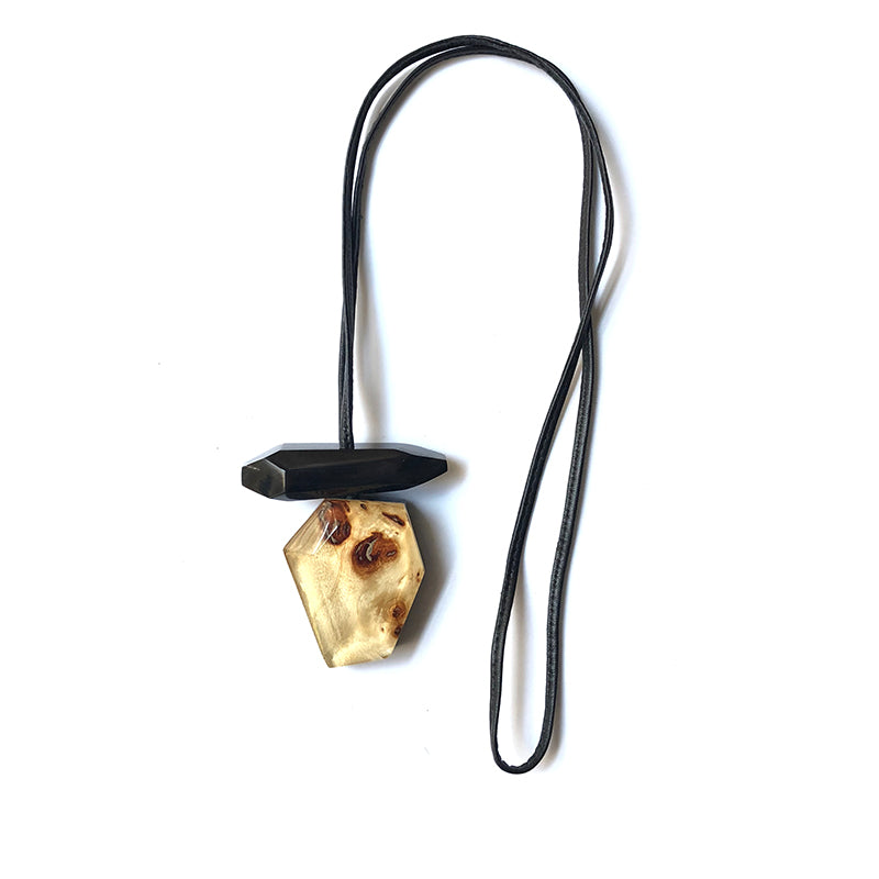 Horn and Wood Faceted Pendant | MooMoo Designs Horn and Wood Faceted Pendant | MooMoo Designs
