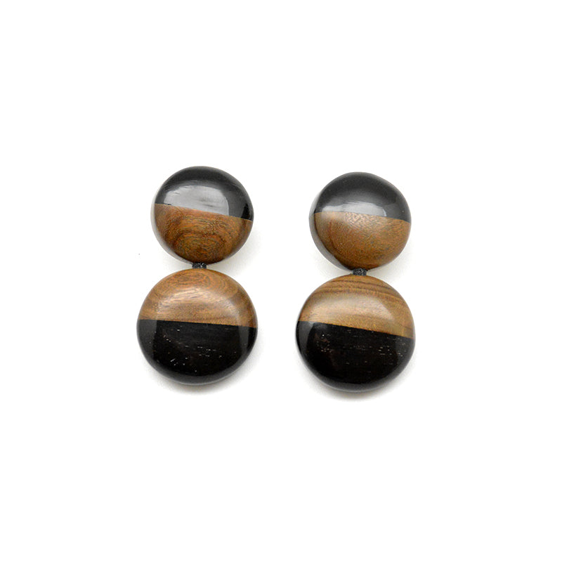 Horn and Wood Circle Earrings