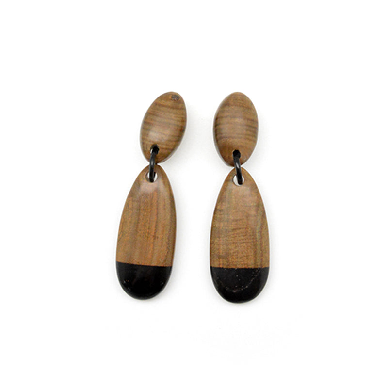 Horn and Wood Dangle Earrings