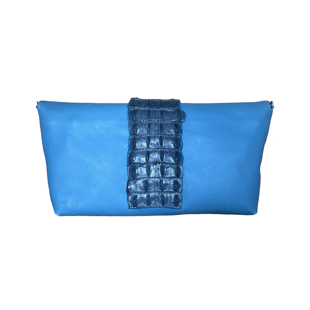 Crocodile Clutch Crossbody Blue Back