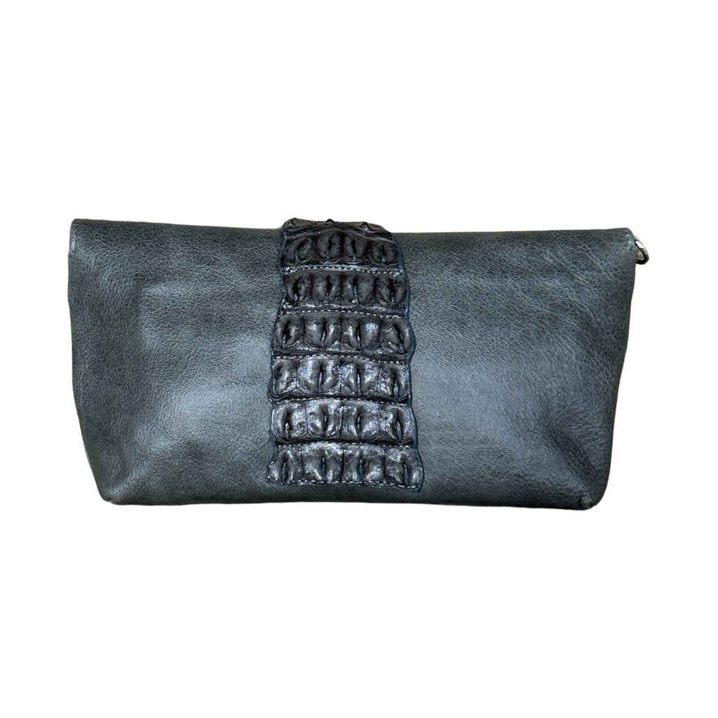 Crocodile Clutch Crossbody Grey Back