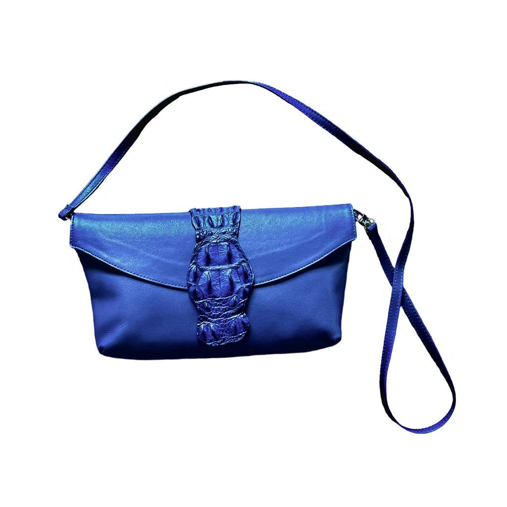 Crocodile Clutch Crossbody Blue