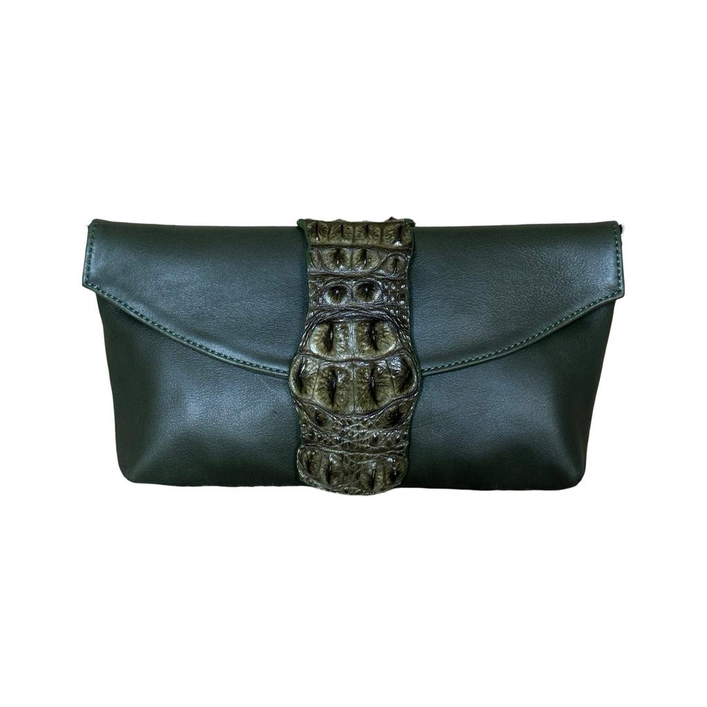 Crocodile Clutch Crossbody Olive