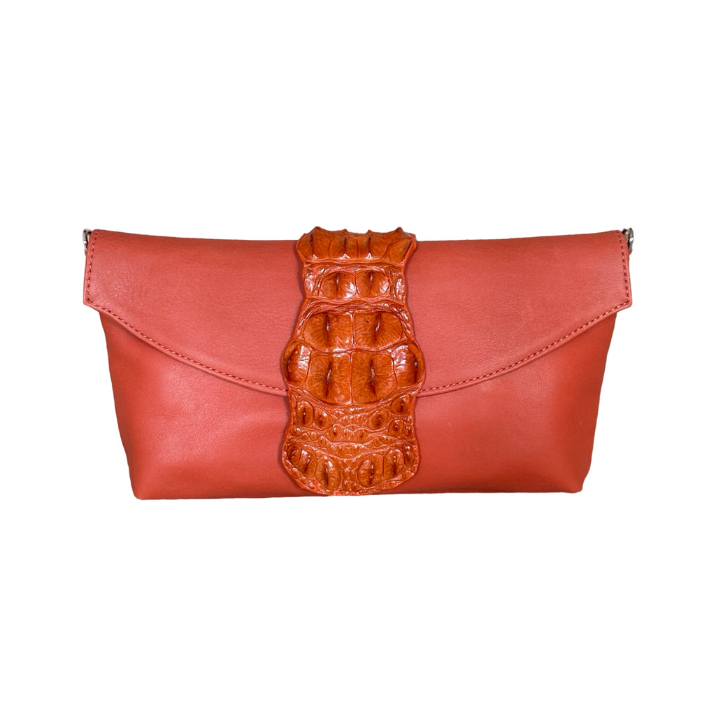 Crocodile Clutch Crossbody Orange 