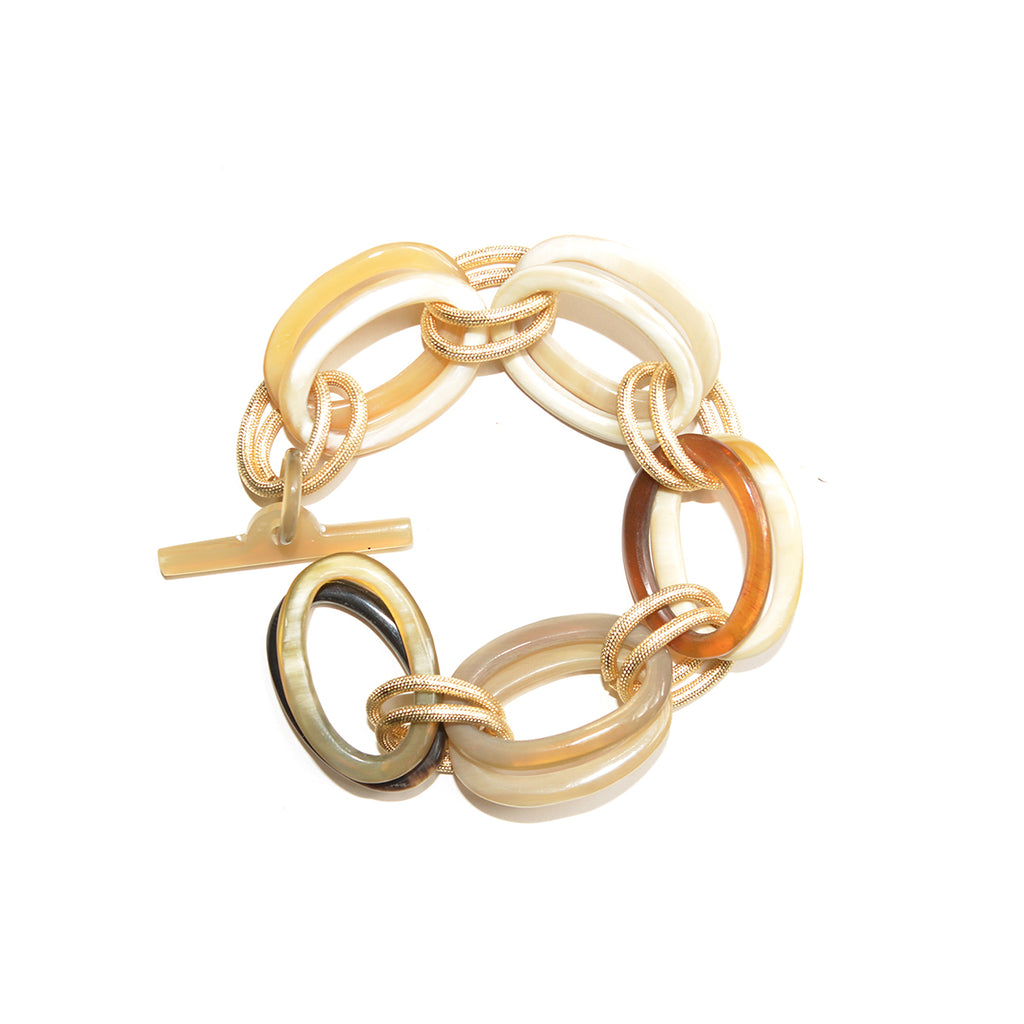 Double Horn & Gold Link Bracelet