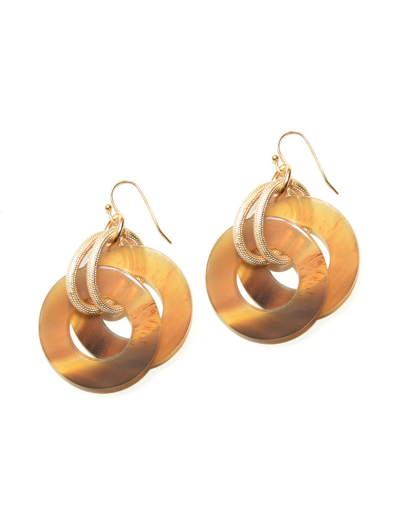 Horn and Gold Earrings