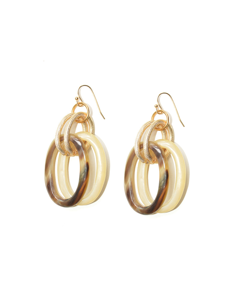 Horn and Gold Earrings