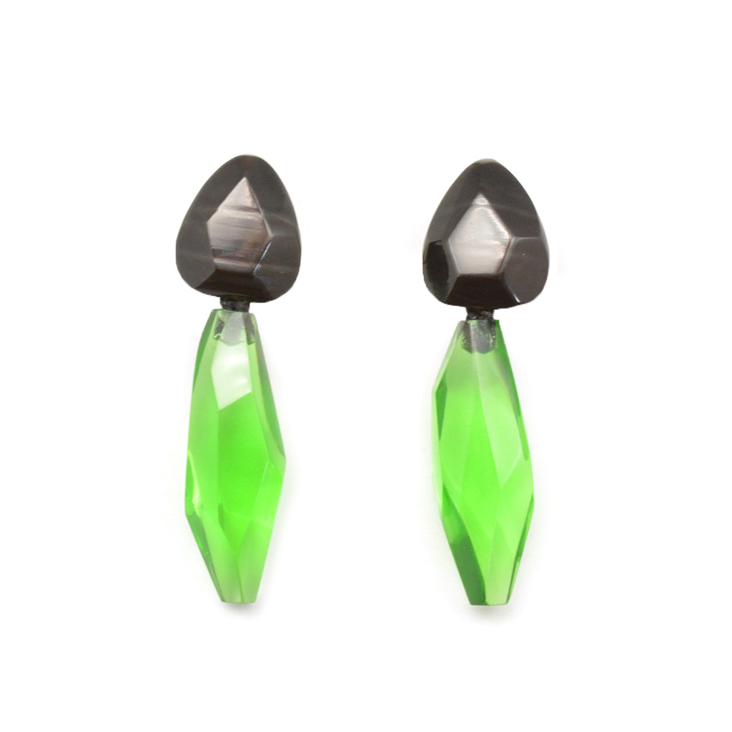 Faceted Resin and Horn Earrings