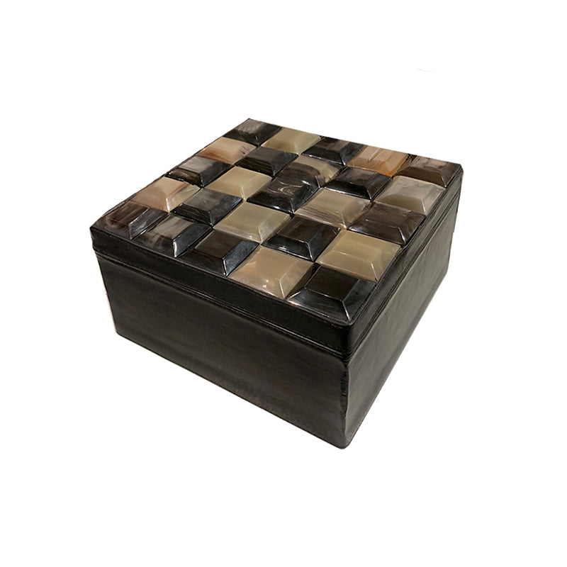 Horn Tile and Leather Box