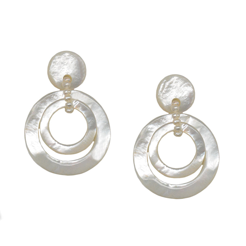 Mother of Pearl Circle Earrings
